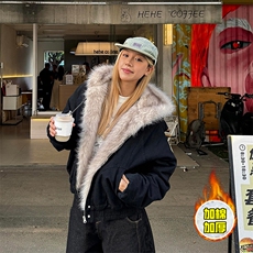 现货高品质美式高街冬季重磅硬挺短款座山雕毛领棉衣男女加厚外套，男装棉衣，电商A486