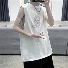 打底潮流背心男士坎肩运动短袖薄款外穿宽松无袖t恤DFY520TP18，男装T恤，电商A102-1