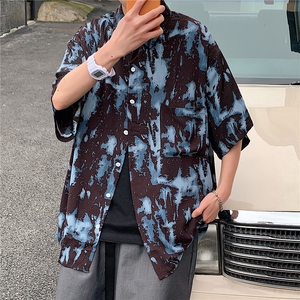 2024夏季新款宽松防晒男士短袖衬衣休闲衬衫A158-CS611-P45图片