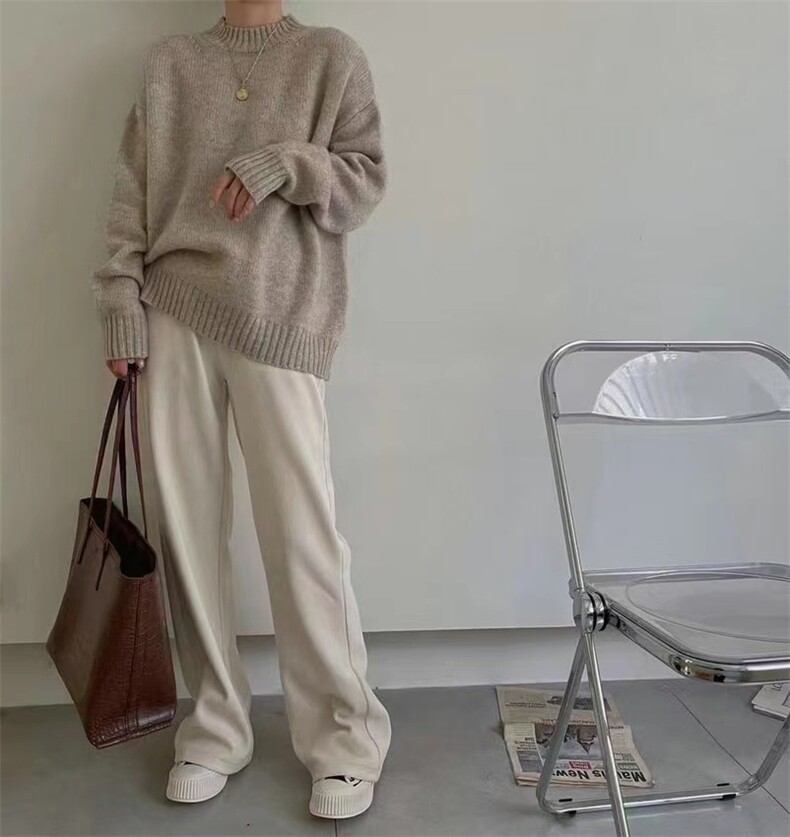 优雅气质粉色半高领羊毛衫显瘦百搭时尚单品,女装羊毛衫,圣旺供货