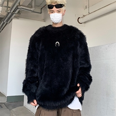 小众金属高级感垫肩毛衣男冬季慵懒风水貂毛绒针织衫MZ482-P56，男装针织衫/毛衣，星座412-2