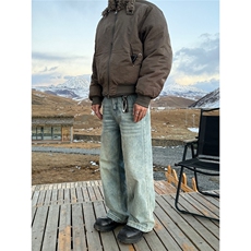 街头水洗做旧蓝破洞牛仔裤男女cleanfit休闲直筒裤潮新款NZE21，男装牛仔裤，星座516A