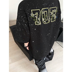 可48小时发货支持抖音得物来样二开美式满天星亮片短袖T恤MTX638，男装T恤，电商A486-1