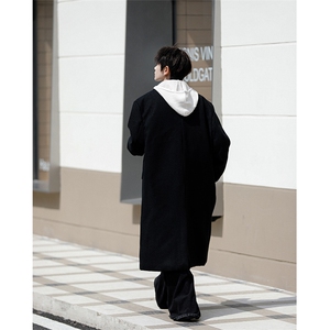8XL-M厚毛呢大衣男中长款过膝呢子风衣男外套宽松FY1801P120控138图片