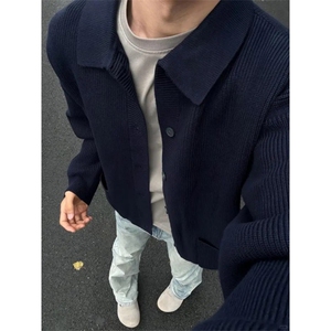 【有货】MY0339ZZ-特73 秋冬季加厚针织开衫外套男士慵懒翻领毛衣图片