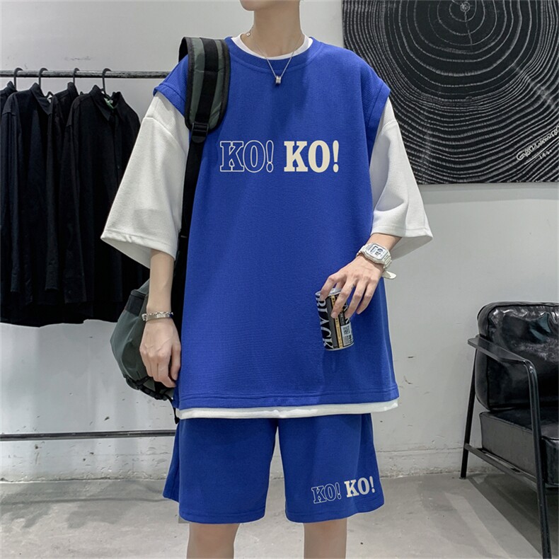 数据款冰感华夫格套装潮流休闲短袖短裤两件套FTZ3028-P55控78,男装牛仔裤,电商B370
