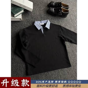 复古假两件拼接翻领卫衣男秋季潮牌宽松情侣休闲套头上衣网图图片
