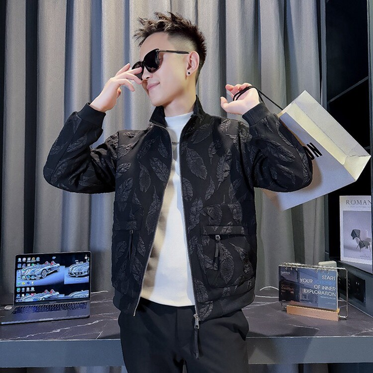 春秋2026新款潮3D提花男士夹克潮流韩版外套时尚帅气立领男装,男装夹克,星座218-8