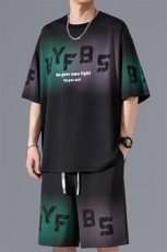 2025夏季新款无影墙大码冰丝短袖T恤套装M-5XHQ25572-P60，男装T恤，电商A022