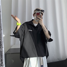 港风2025夏季情侣五分袖衬衫男韩版宽松衬衣星座812-CY103-P45，男装T恤，星座812