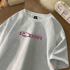 抖音得物供货210克现货宽松纯棉美式潮牌印花落肩袖纯棉T恤AT2123，男装T恤，电商A443