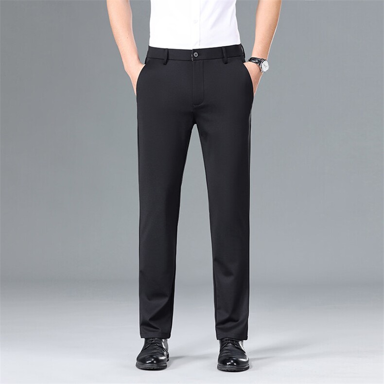 S8713B夏季新款男士锦氨高弹冰丝西裤中年商务男裤长裤图片