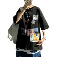 2025夏季短袖t恤男半袖港风T恤衫A210-A8306-P28控48，男装T恤，星座210-3