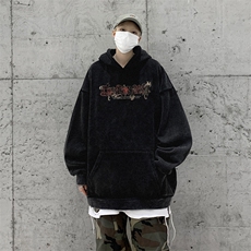 美式重磅水洗复古连帽卫衣潮流大码潮牌做旧XZ517A-BK6676-P68，男装卫衣，星座517A