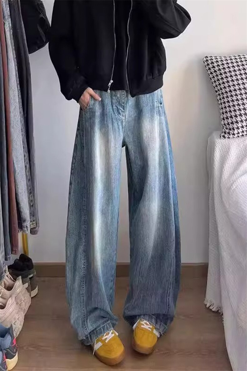 美式高街春夏复古水洗做旧牛仔裤直筒阔腿长裤潮KZ303064--TP45,男装牛仔裤,电商A247C