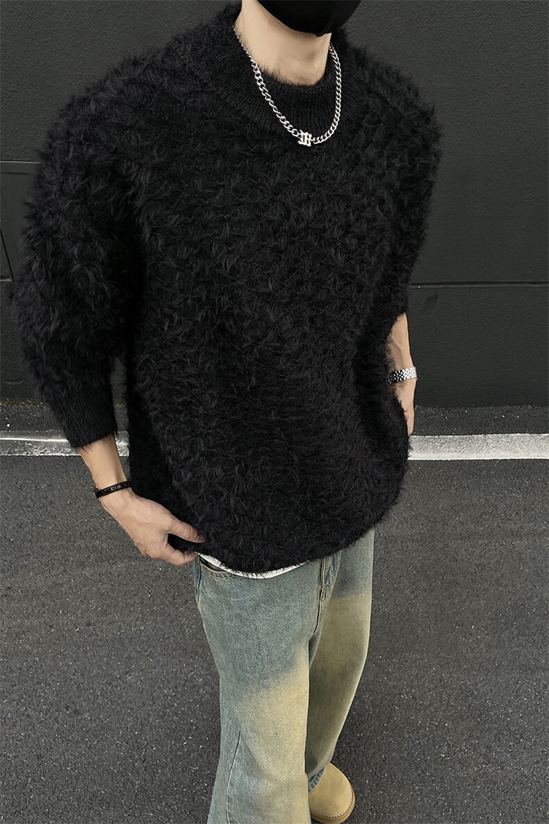 517A-8-M614-P75现货重磅高品质长毛毛衣韩版针织衫黑墙,男装针织衫/毛衣,星座517A-8（原B282）