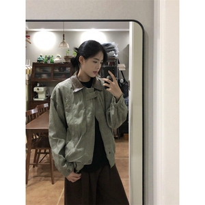 【有货】YS686CC-特P75 PU皮翻领夹克男女古着感外套图片