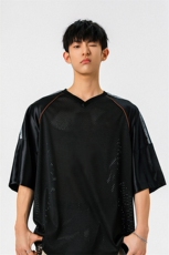 1可二开美式橄榄球透气网眼球衣大码M-5XL短袖T恤DX77995P35控58，男装T恤，星座226-2