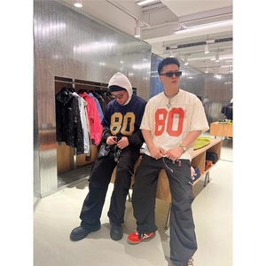 现货马思唯同款印花橄榄球服镂空网眼宽松男女短袖T恤T197/特P32图片