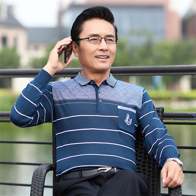 中老年长袖t恤男爸爸秋装上衣春秋小衫中年秋季薄款卫衣秋衣,男装卫衣,电商B212（原钱塘6029）