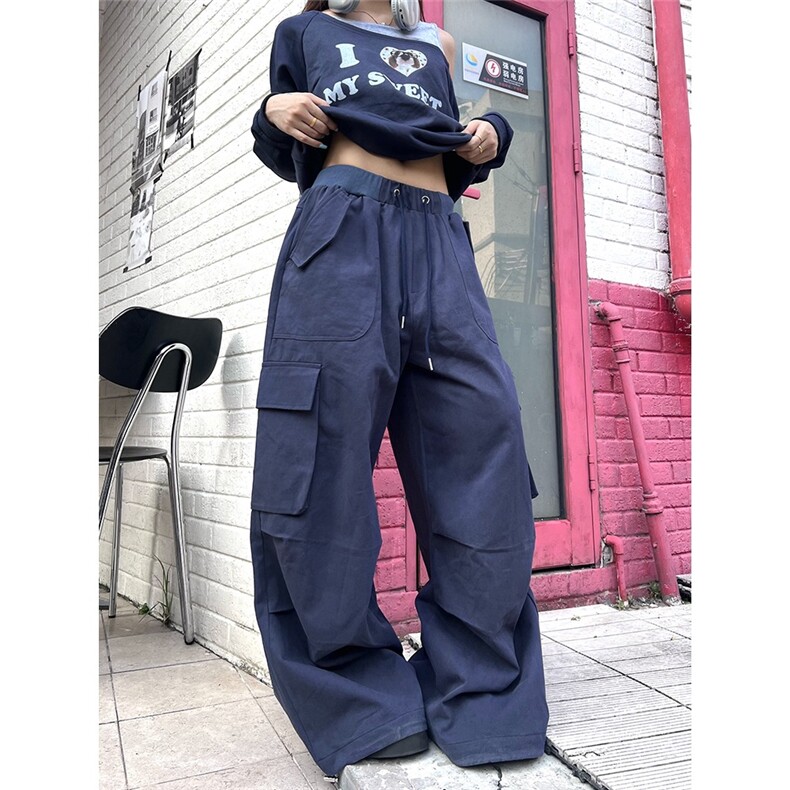 街头高街辣妹工装裤女2025新款宽松百搭休闲阔腿长裤CAB3120,男装工装外套,星座516A