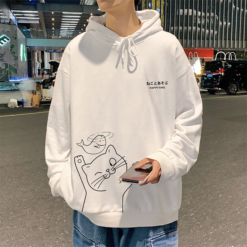 WY2133-P35加绒款-P40纯棉连帽卫衣男大码运动帽衫宽松薄外套男,男装卫衣,电商A040