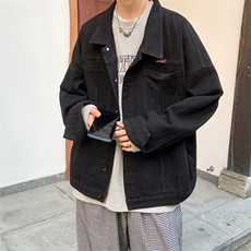 男装牛仔外套2026秋季美式抽象印花男生翻领夹克XZ514-2-N90-P88，男装工装外套，星座514-2(原B239)