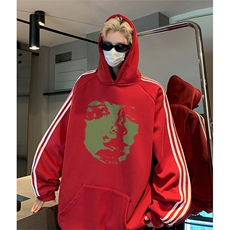 抖音得物供货提供视频秋冬重磅美式宽松织带连帽卫衣0616，男装卫衣，电商A486