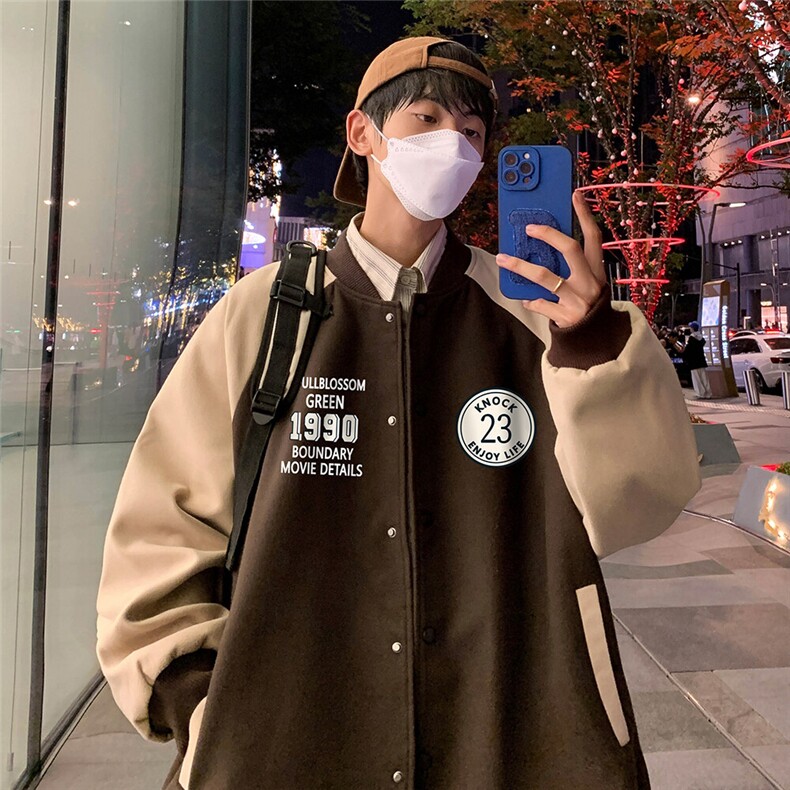 港风夜景时尚拼接撞色立领棒球服夹克A247-G6820P85控138,男装夹克,电商A247
