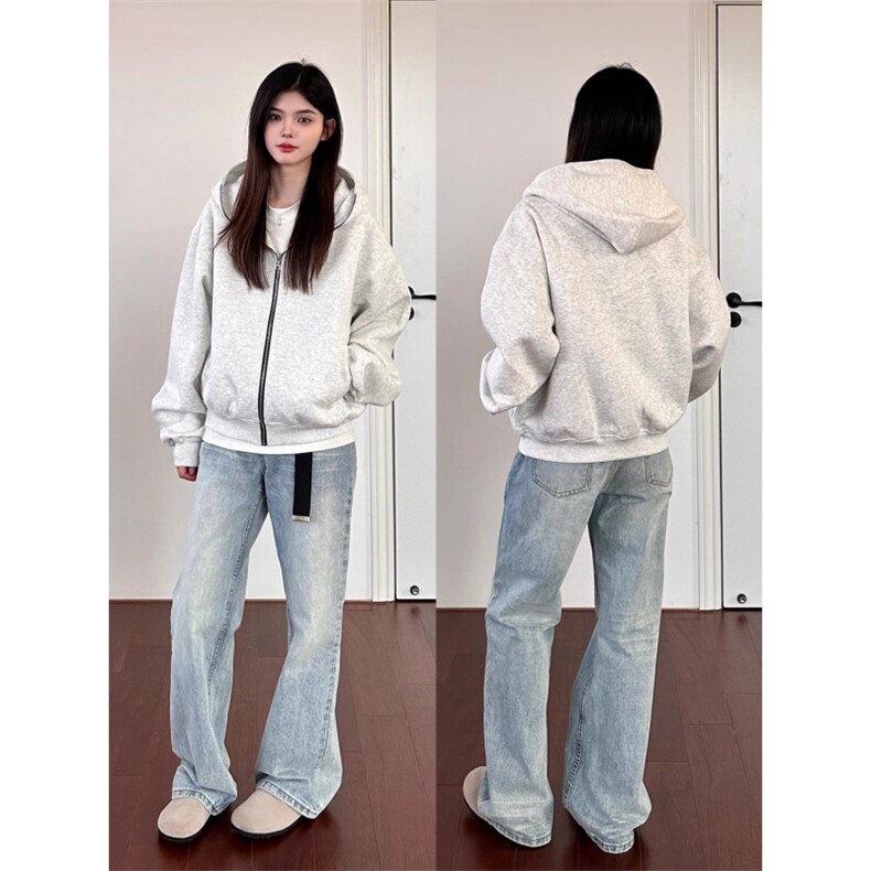 连帽卫衣外套男女春秋情侣重磅美式高街拉链开衫上衣,女装短外套,星座410-6（原星座1304-1）