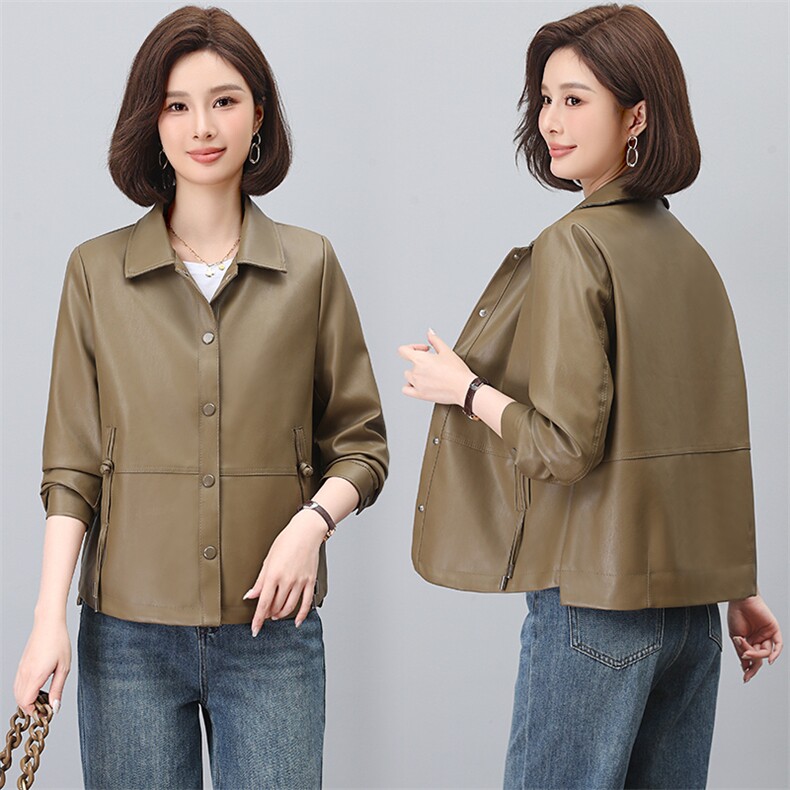 海宁真皮皮衣女2025新款春秋高级感绵羊皮大牌高端皮夹克女士外套，女装衬衫，江忆布依