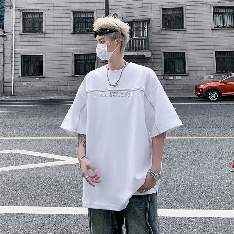 高级设计感痞帅金属拉链短袖T恤，XZ1005-1-TTH008-批价4059,男装T恤,星座1005-1