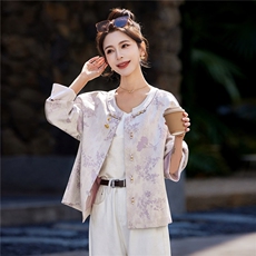 中式2026年春季刺绣宽松休闲短外套，女装短外套，靓衣阁
