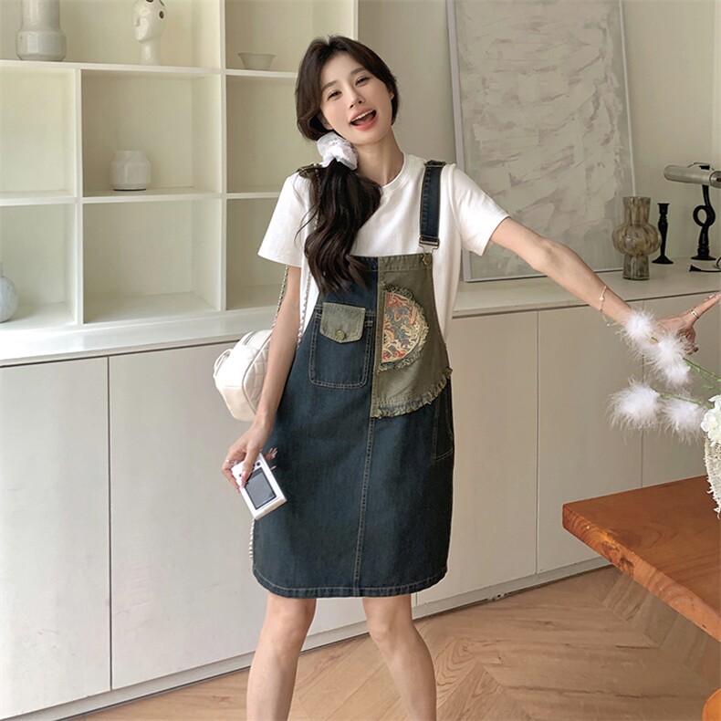 盐甜系时尚小个子牛仔背带裙女2024夏季新款韩版连衣裙，女装连衣裙，点滴