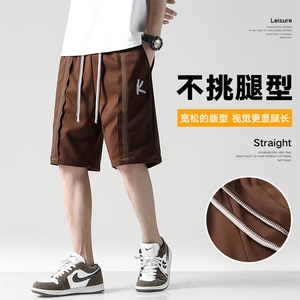 新款五分短裤男潮牌无影墙夏休闲百搭拼接运动短裤CK2403-P27控48图片