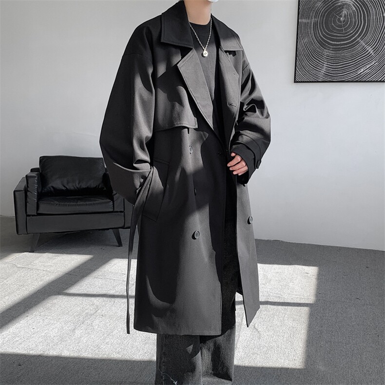 现货中长款大衣男2025新款春季外套高级感英伦风衣F02525-P98,男装风衣,星座308B-2