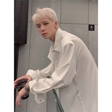 韩版小众极简设计感垫肩衬衫男女高级感痞帅纯色立领廓形长袖衬衣，男装衬衫，星座506A