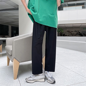 港风模特 腰带冰丝大码宽松潮男速干空调九分休闲裤KZ999P55控78图片