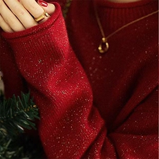 豆子纱七针加厚卷边半高打底针织衫2024年秋季，女装羊毛衫，唯若美羊绒