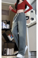 美式风格男女款宽松牛仔裤直筒抓痕设计休闲长裤无差价K392-1TP33，男装牛仔裤，电商A102B