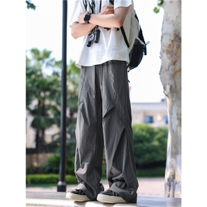 抖音品质夏季新款美式褶皱设计宽松冰丝裤B315-K25798-特p30控58图片