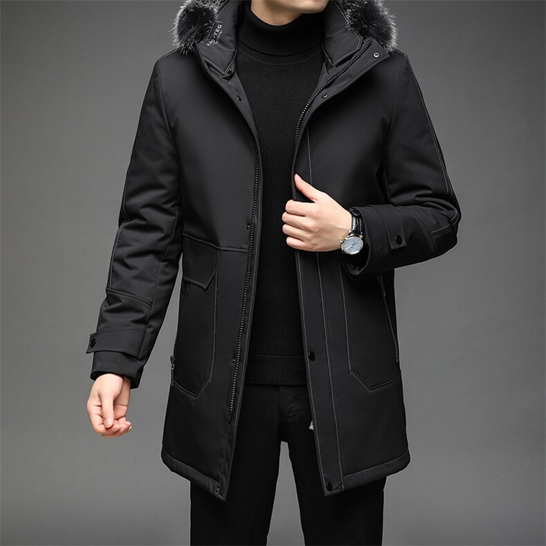 B2196钱塘2020-3冬季可脱卸内胆真毛领高端羽绒服长P320,男装羽绒服,钱塘207-3