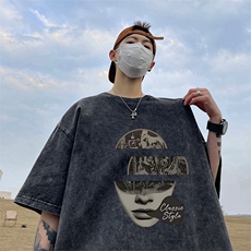 量大优可供抖音视频支持得物品质配合二开美式水洗短袖t恤SX87，男装T恤，电商A486