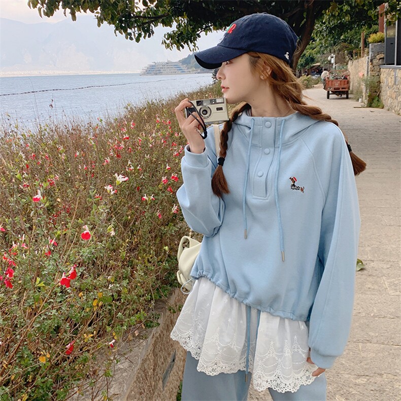蓝色卫衣运动套装女春秋2025新款休闲高级感减龄两件套爆款流行,女装套装/套裙,2C213