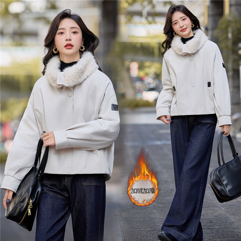 2025冬装新款休闲加绒棉衣外套,女装棉衣/棉服,依路服饰