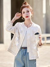 新中式国风短外套女2025开春新款小香风刺绣钉珠今年流行爆款上衣，女装短外套，布芭啦