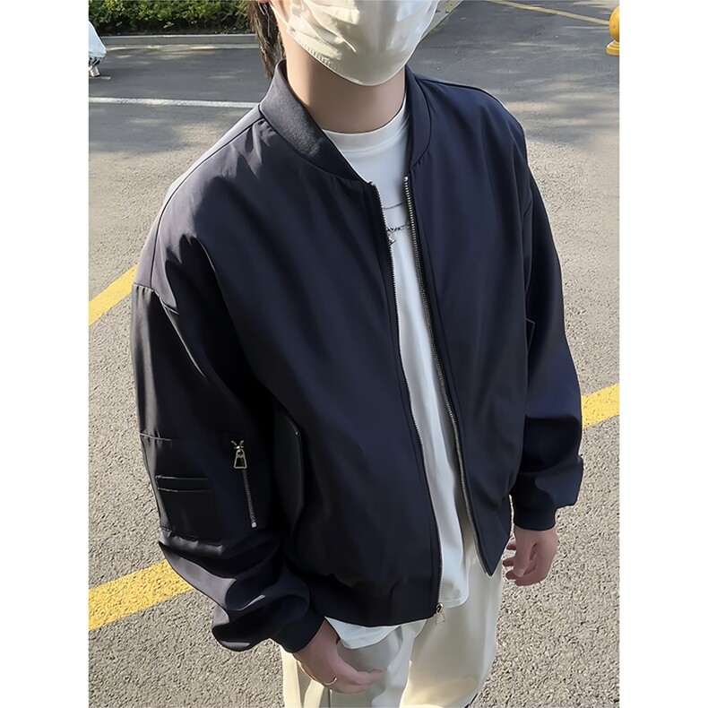 模特-美式高级感飞行员夹克棒球服男9017-P68,男装夹克,电商B380（原B361）