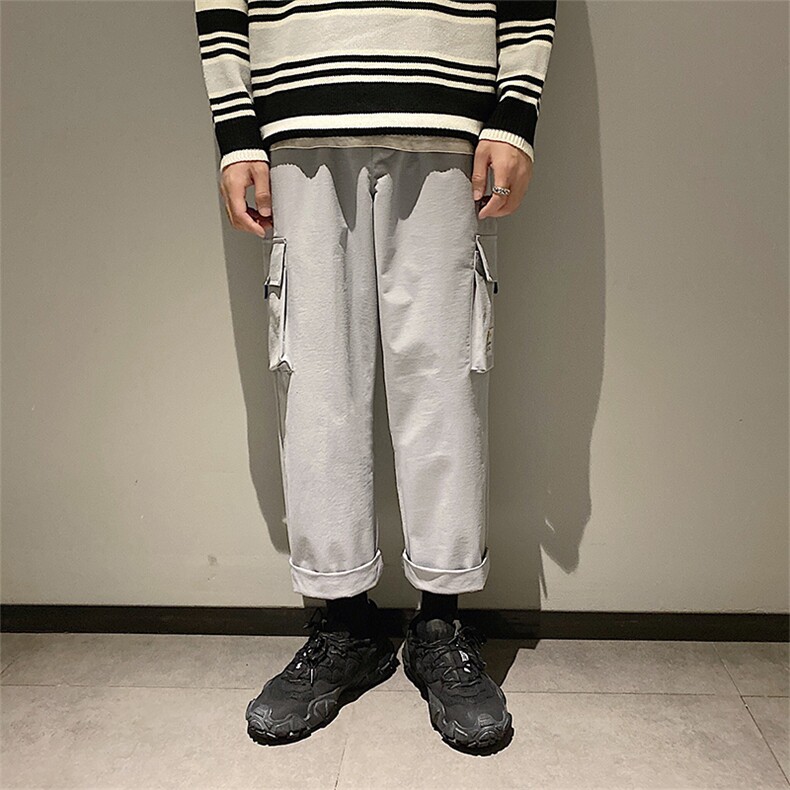 加绒百搭2021九分裤男潮流宽松运动工装裤5106-P30加绒批35,男装休闲裤,星座718-1