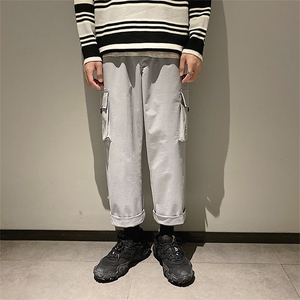 加绒百搭2021九分裤男潮流宽松运动工装裤 5106-P30加绒批35图片