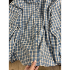 TC576-P45慵懒百搭撞色格纹衬衫复古宽松休闲长袖外套，女装衬衫，星座617A-2